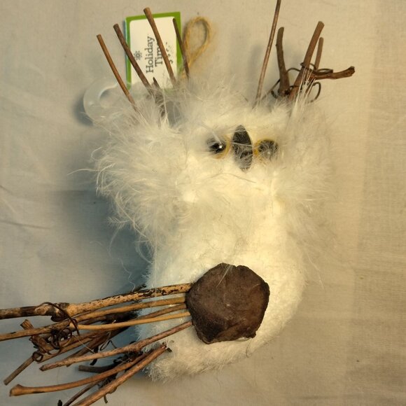 White Owl Ornament Feather Twig Rustic Cottage Cabin Lodge Decor Holiday Time - Picture 3 of 10